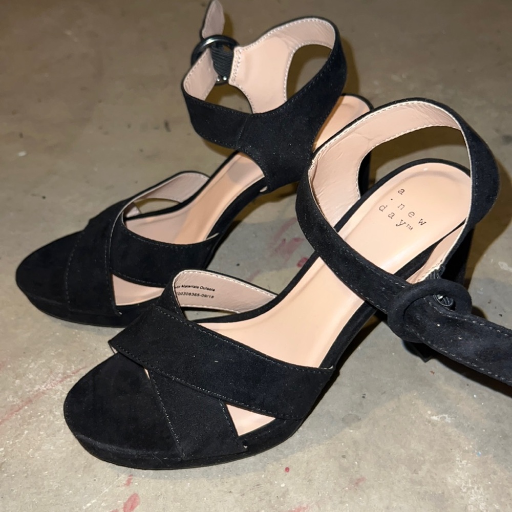 Black strappy platform heels